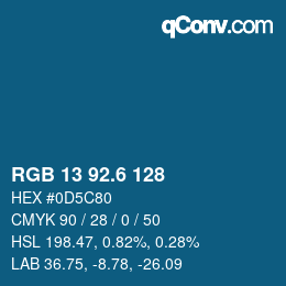 カラーコード: RGB 13 92.6 128 | qconv.com