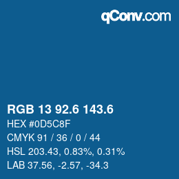 カラーコード: RGB 13 92.6 143.6 | qconv.com