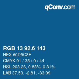 カラーコード: RGB 13 92.6 143 | qconv.com