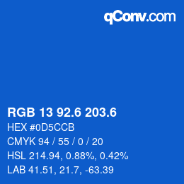 カラーコード: RGB 13 92.6 203.6 | qconv.com