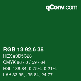 カラーコード: RGB 13 92.6 38 | qconv.com