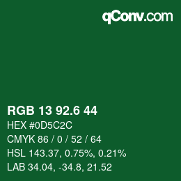 カラーコード: RGB 13 92.6 44 | qconv.com