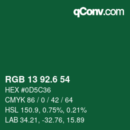 カラーコード: RGB 13 92.6 54 | qconv.com