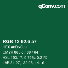 カラーコード: RGB 13 92.6 57 | qconv.com
