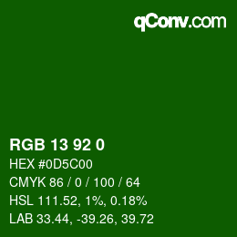 Color code: RGB 13 92 0 | qconv.com