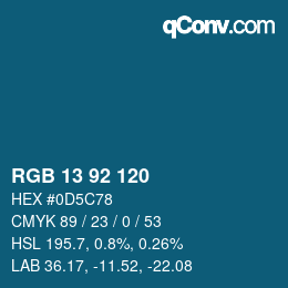 颜色代码: RGB 13 92 120 | qconv.com