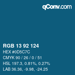 カラーコード: RGB 13 92 124 | qconv.com