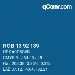 Color code: RGB 13 92 139 | qconv.com