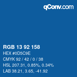 Color code: RGB 13 92 158 | qconv.com