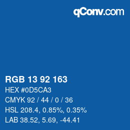 カラーコード: RGB 13 92 163 | qconv.com