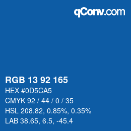 Color code: RGB 13 92 165 | qconv.com