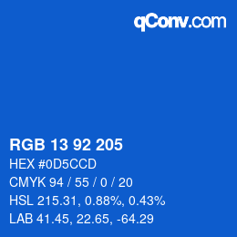 カラーコード: RGB 13 92 205 | qconv.com