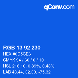 カラーコード: RGB 13 92 230 | qconv.com