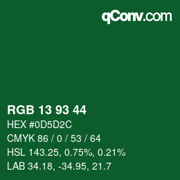 Color code: RGB 13 93 44 | qconv.com
