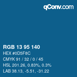 颜色代码: RGB 13 95 140 | qconv.com