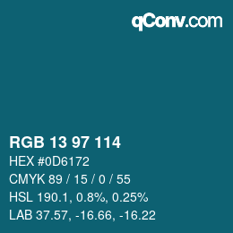 Color code: RGB 13 97 114 | qconv.com