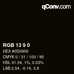 カラーコード: RGB 13 9 0 | qconv.com