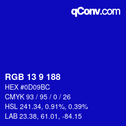 Color code: RGB 13 9 188 | qconv.com