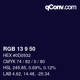 Color code: RGB 13 9 50 | qconv.com