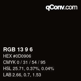 颜色代码: RGB 13 9 6 | qconv.com