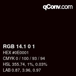 Color code: RGB 14.1 0 1 | qconv.com