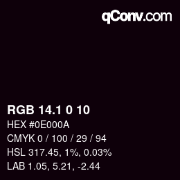 カラーコード: RGB 14.1 0 10 | qconv.com