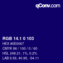 カラーコード: RGB 14.1 0 103 | qconv.com