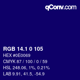 カラーコード: RGB 14.1 0 105 | qconv.com