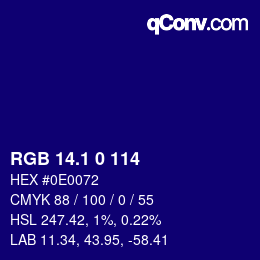 カラーコード: RGB 14.1 0 114 | qconv.com
