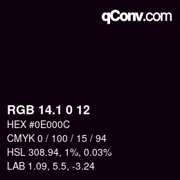 Color code: RGB 14.1 0 12 | qconv.com