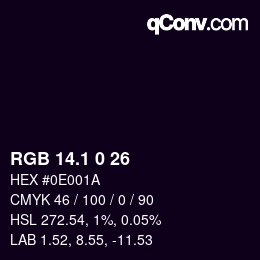 カラーコード: RGB 14.1 0 26 | qconv.com