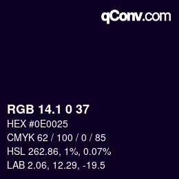 Color code: RGB 14.1 0 37 | qconv.com