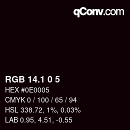 Color code: RGB 14.1 0 5 | qconv.com