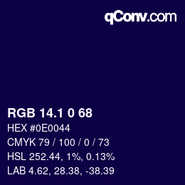 カラーコード: RGB 14.1 0 68 | qconv.com