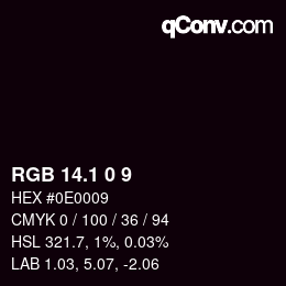 カラーコード: RGB 14.1 0 9 | qconv.com