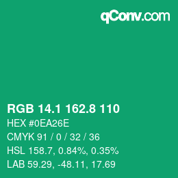 カラーコード: RGB 14.1 162.8 110 | qconv.com