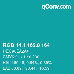 カラーコード: RGB 14.1 162.8 164 | qconv.com