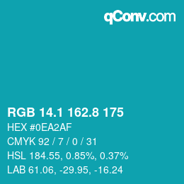 カラーコード: RGB 14.1 162.8 175 | qconv.com