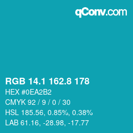 カラーコード: RGB 14.1 162.8 178 | qconv.com