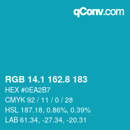 カラーコード: RGB 14.1 162.8 183 | qconv.com