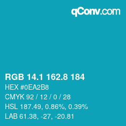 カラーコード: RGB 14.1 162.8 184 | qconv.com