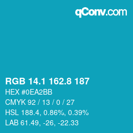 カラーコード: RGB 14.1 162.8 187 | qconv.com