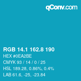 カラーコード: RGB 14.1 162.8 190 | qconv.com