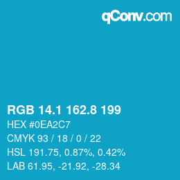 カラーコード: RGB 14.1 162.8 199 | qconv.com