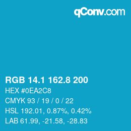 カラーコード: RGB 14.1 162.8 200 | qconv.com