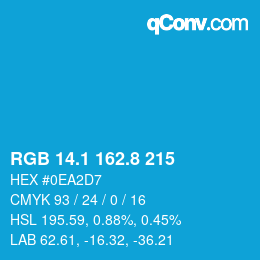 カラーコード: RGB 14.1 162.8 215 | qconv.com
