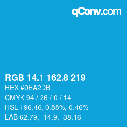 カラーコード: RGB 14.1 162.8 219 | qconv.com