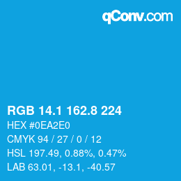 Color code: RGB 14.1 162.8 224 | qconv.com