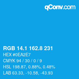 Color code: RGB 14.1 162.8 231 | qconv.com