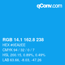 Color code: RGB 14.1 162.8 238 | qconv.com